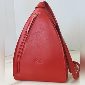 CASA LOPEZ The Cartera Minna Orange Genuine Leather Sling Backpack